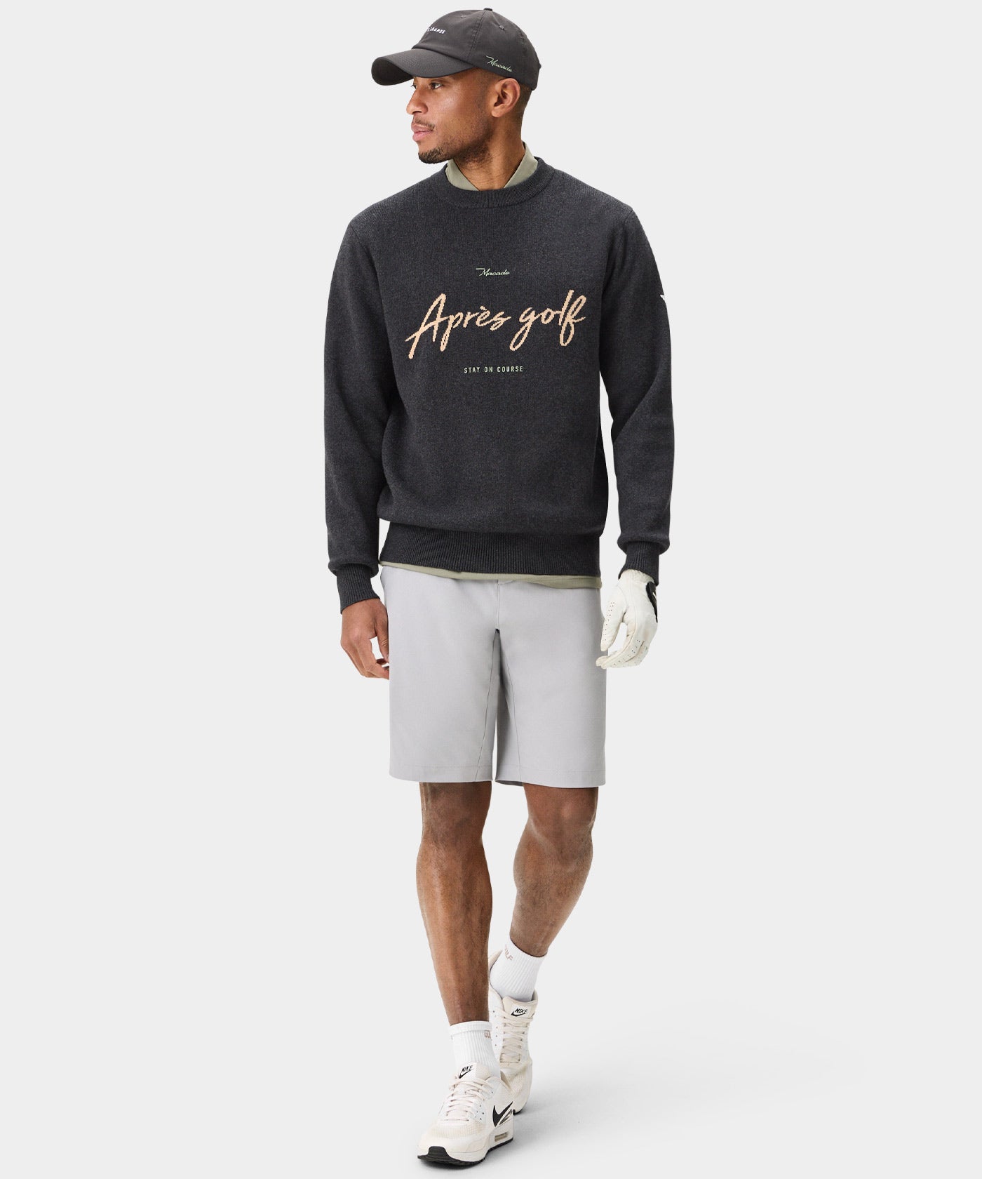 Slate Grey Intarsia Knit Crewneck