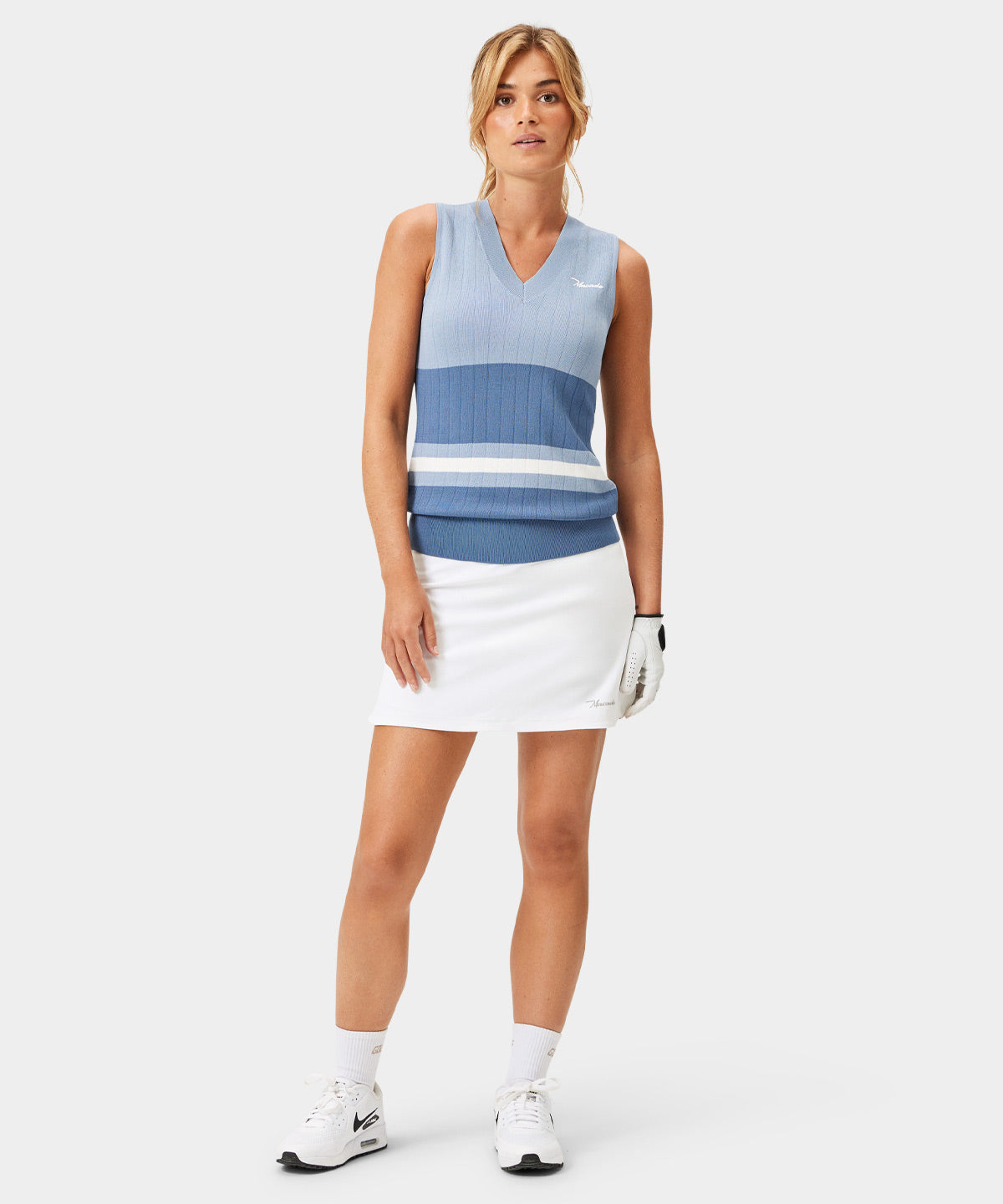 Ana Blue Sleeveless V-neck Macade Golf