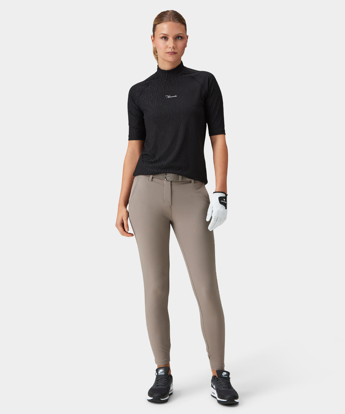 Zoe Black Mock Neck Shirt Macade Golf