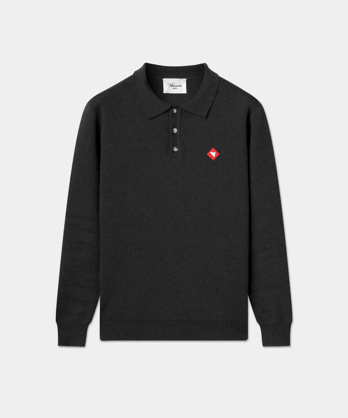 Cashmere Blend Knit Polo - Black
