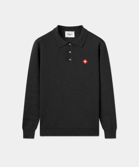 Cashmere Blend Knit Polo - Black