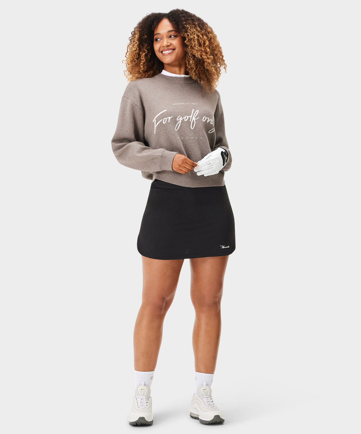 Taupe Script Oversized Knit Sweater Macade Golf