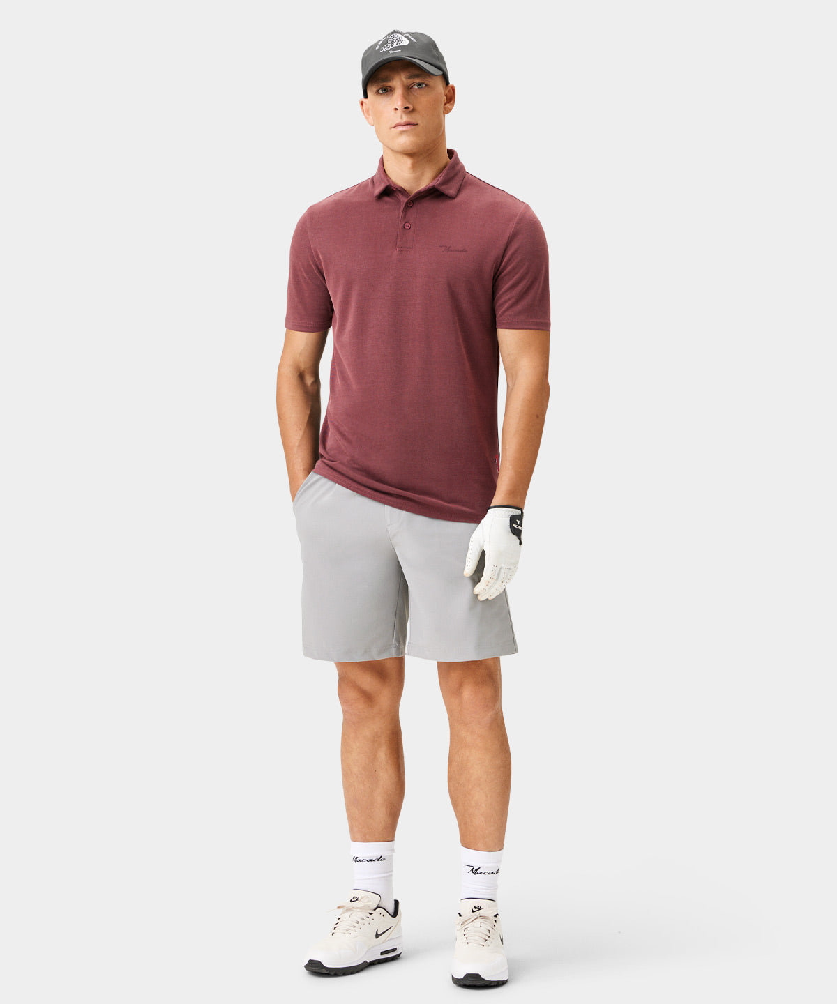 Washed Burgundy Players Polo Shirt Macade Golf