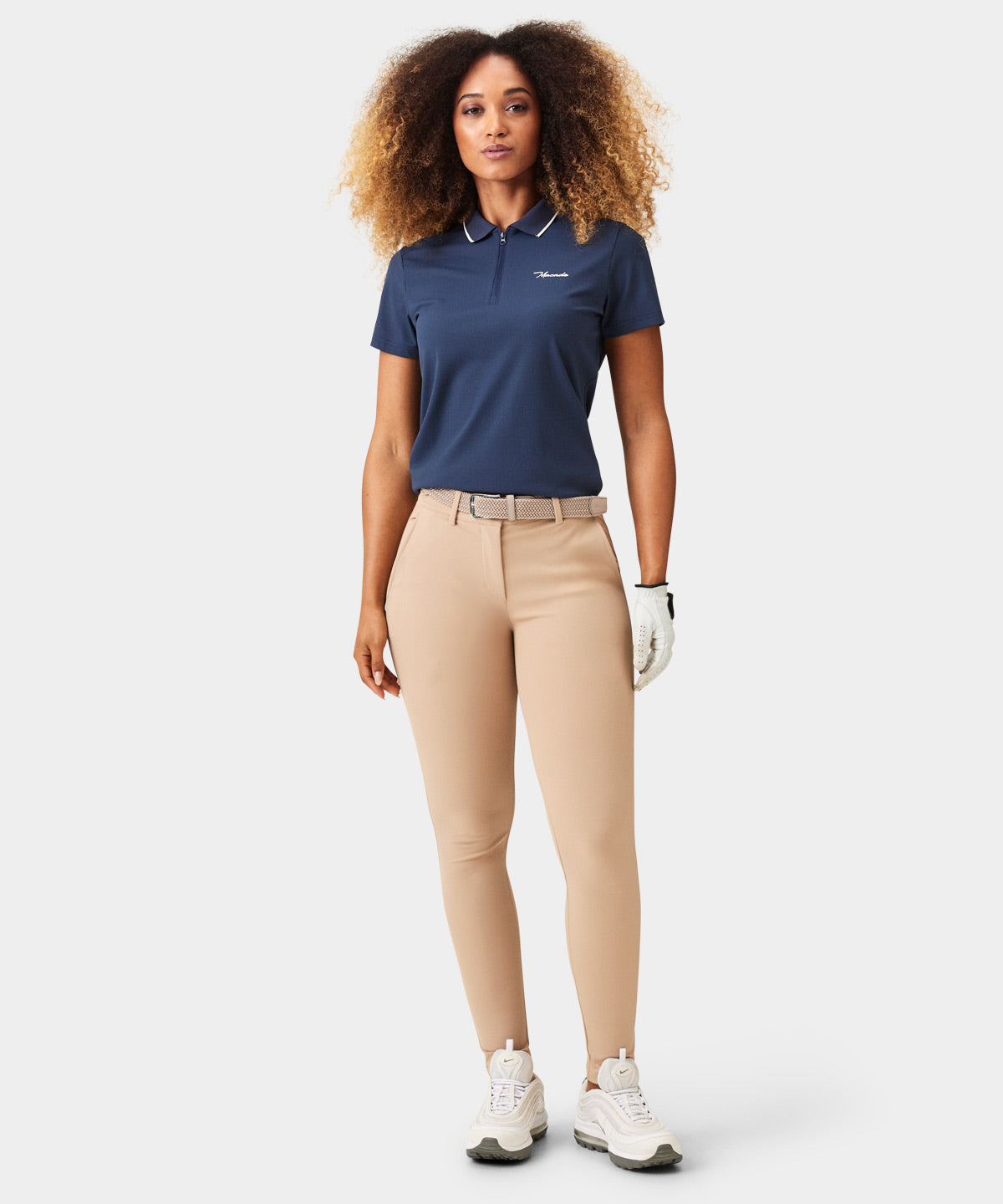 Cora Dark Blue Zip Polo Shirt