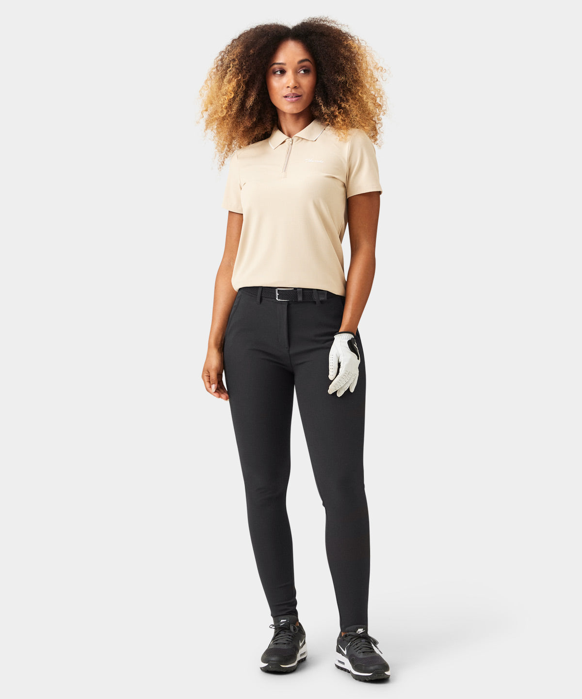 Cora Sand Zip Polo Shirt