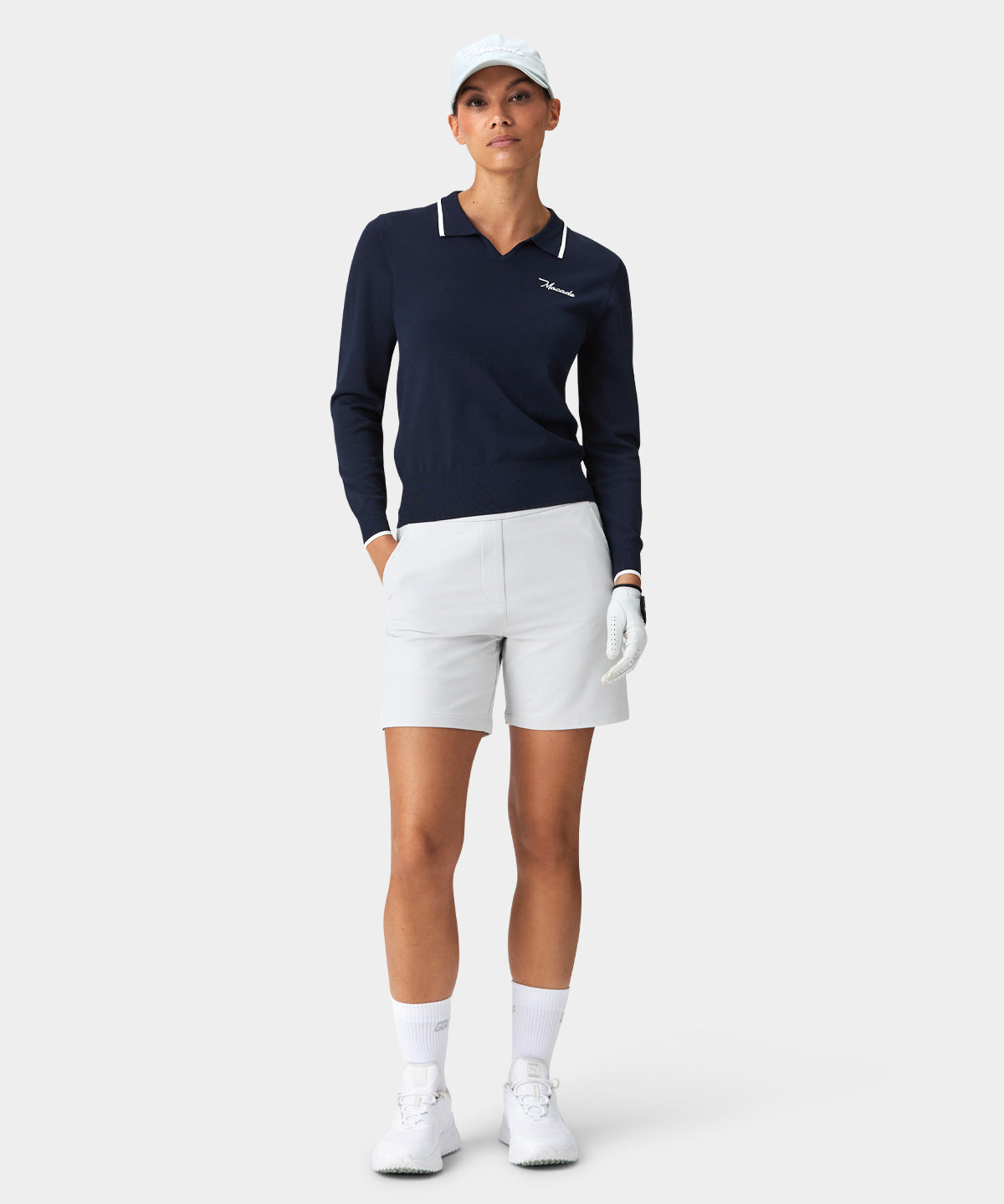 Ella Dark Blue Knit Top Macade Golf