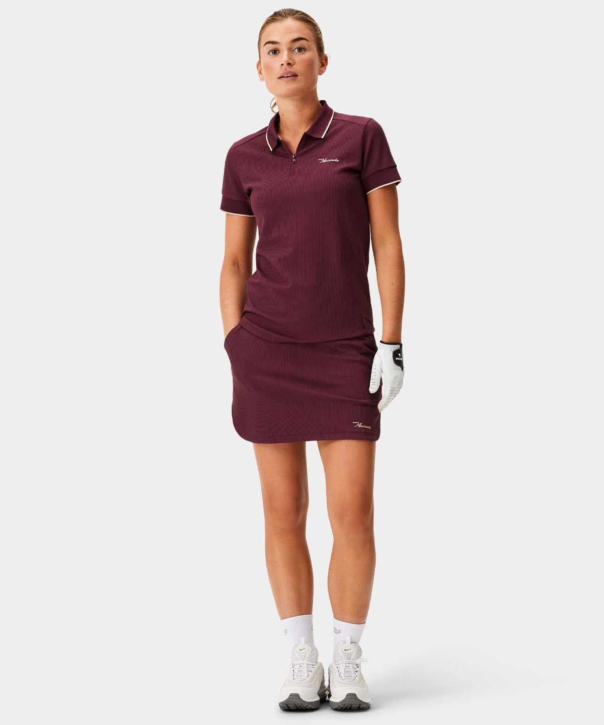 Burgundy Players GT Zip Polo Shirt Macade Golf