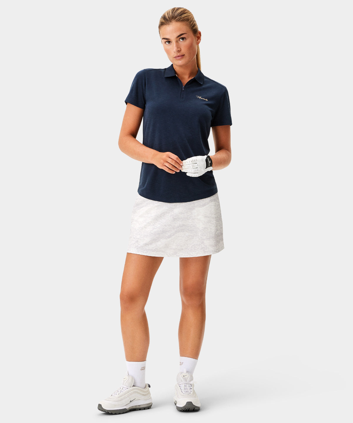 Dark Blue Players Zip Polo Shirt Macade Golf