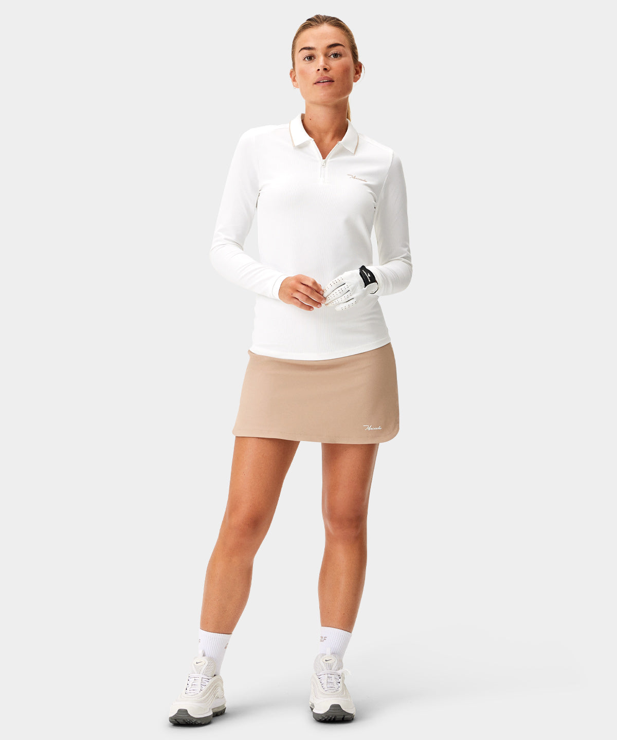 White Players Zip Longsleeve Shirt Macade Golf