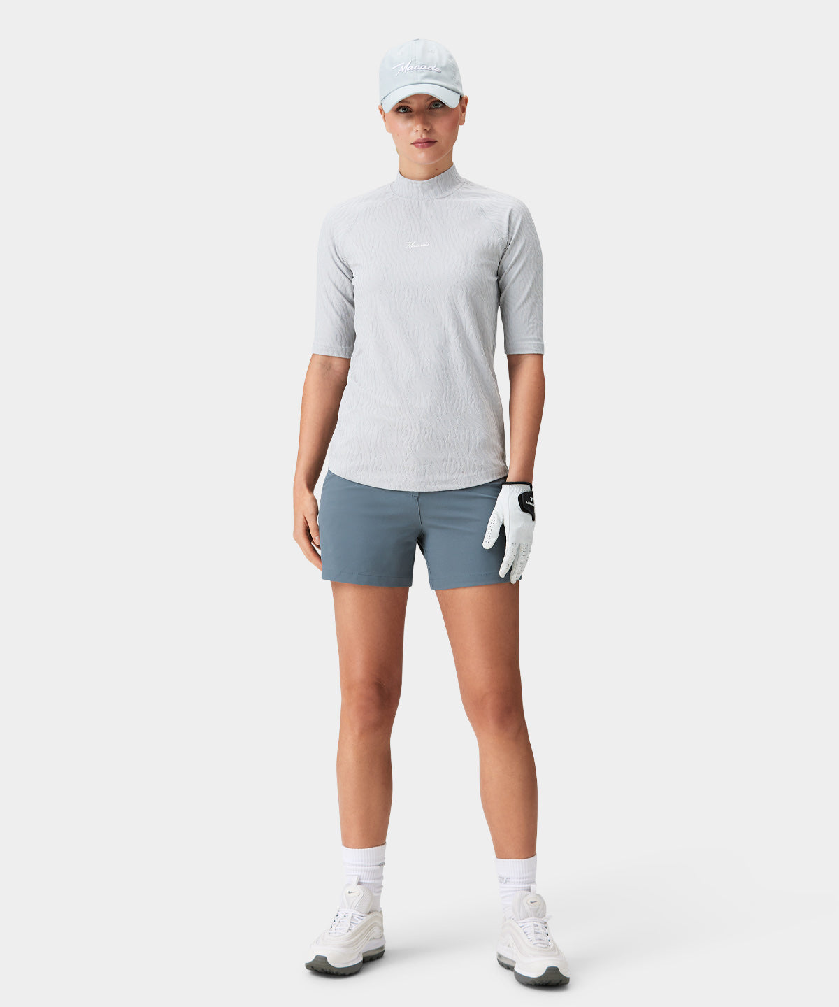 Zoe Light Grey Mock Neck Shirt Macade Golf