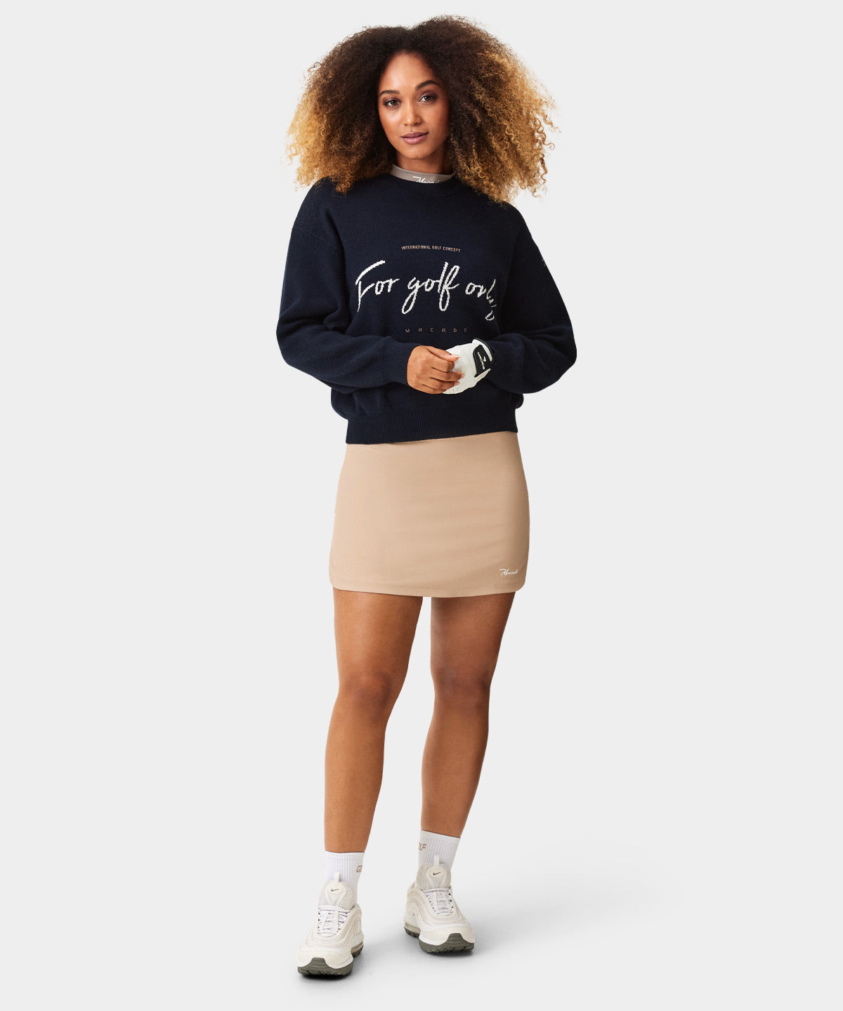 Navy Script Oversized Knit Sweater