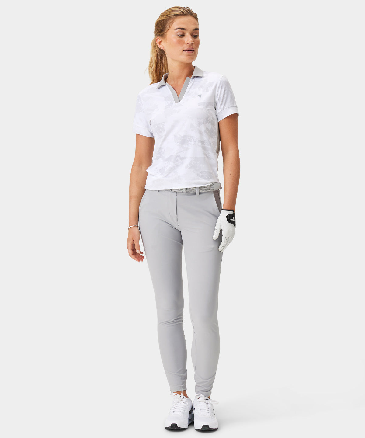 Core White Camo Open Collar Shirt Macade Golf