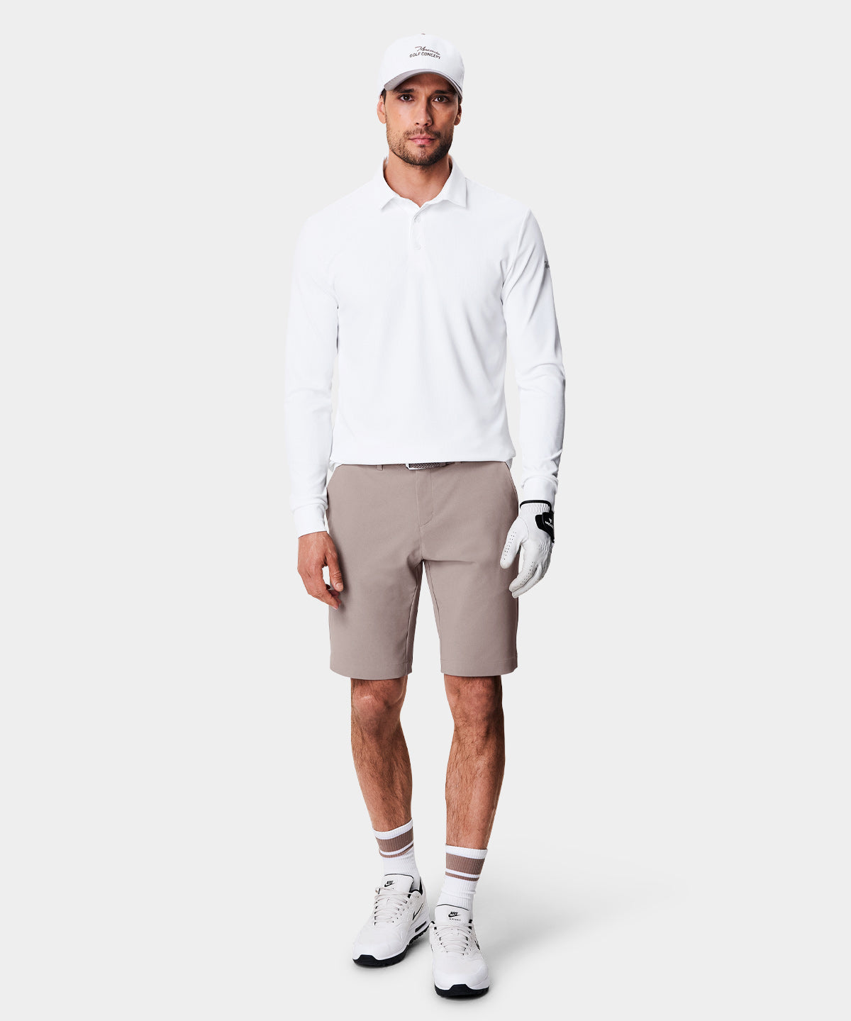 White Long Sleeve Polo Shirt Macade Golf