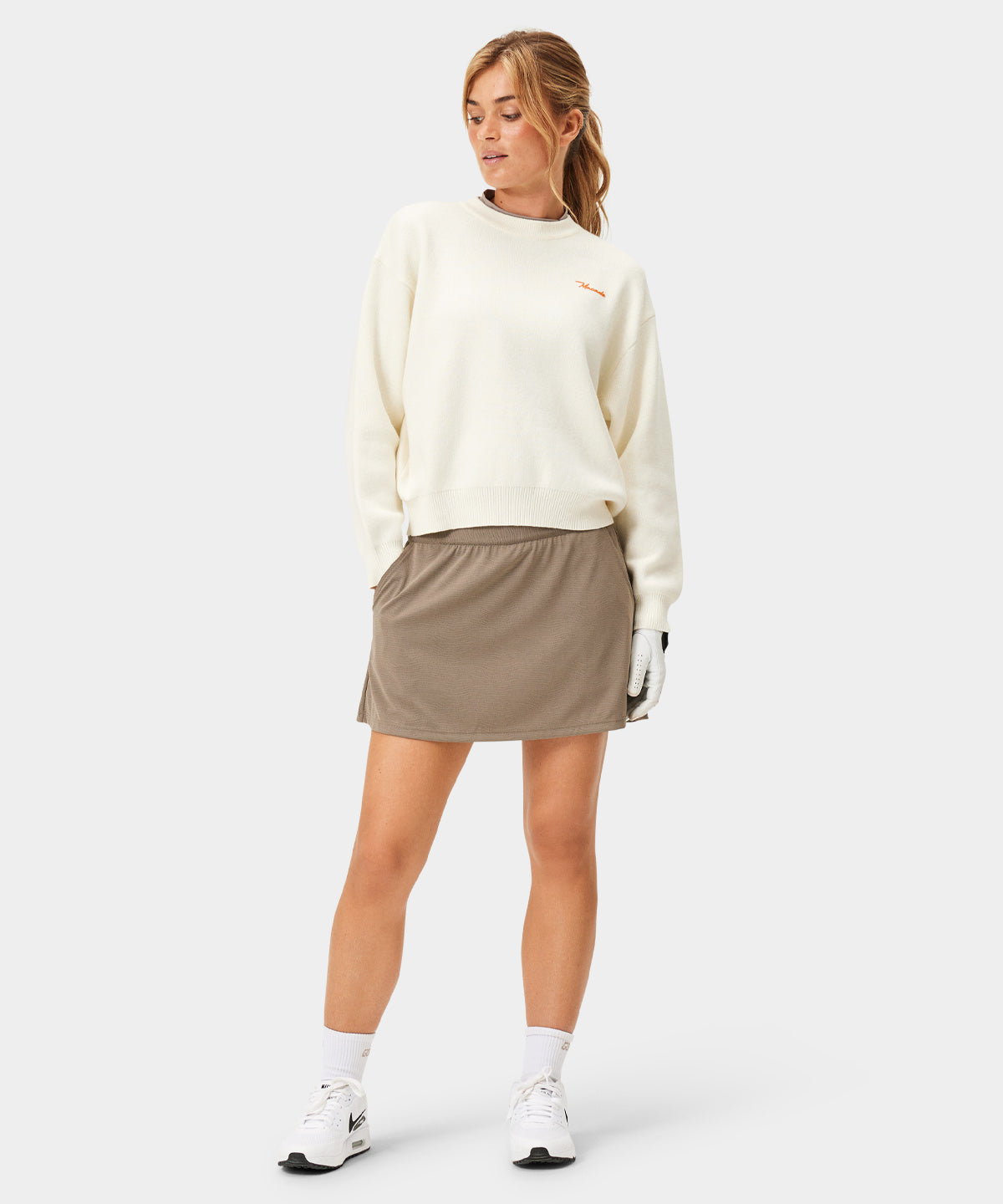 White Crossover Knit Sweater Macade Golf