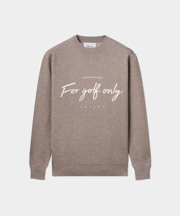 Script Knit Crewneck - Brown