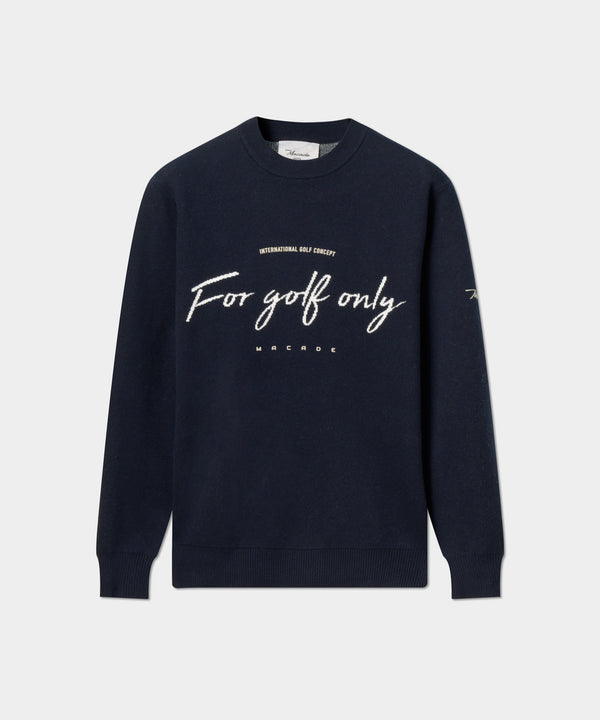Script Knit Crewneck - Navy