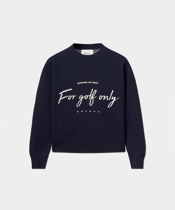 Script Oversized Knit Sweater - Navy
