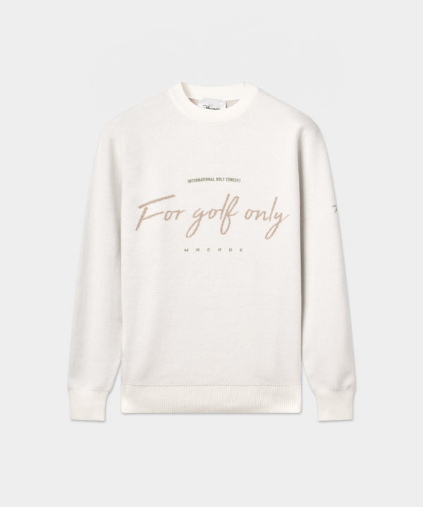 Script Knit Crewneck - White