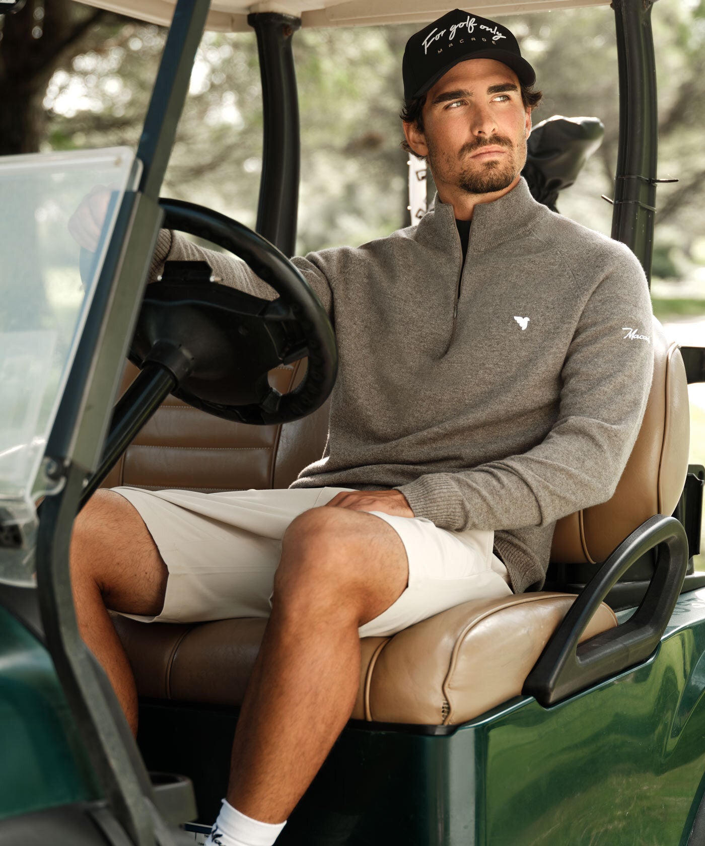 【極美品】1PIU1UGUALE3 GOLFブラウンフードセーター Bridge Brown Merino Quarter Zip - Macade Golf