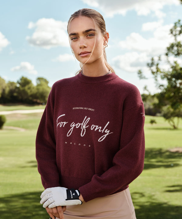 Script Oversized Knit Sweater - Ruby