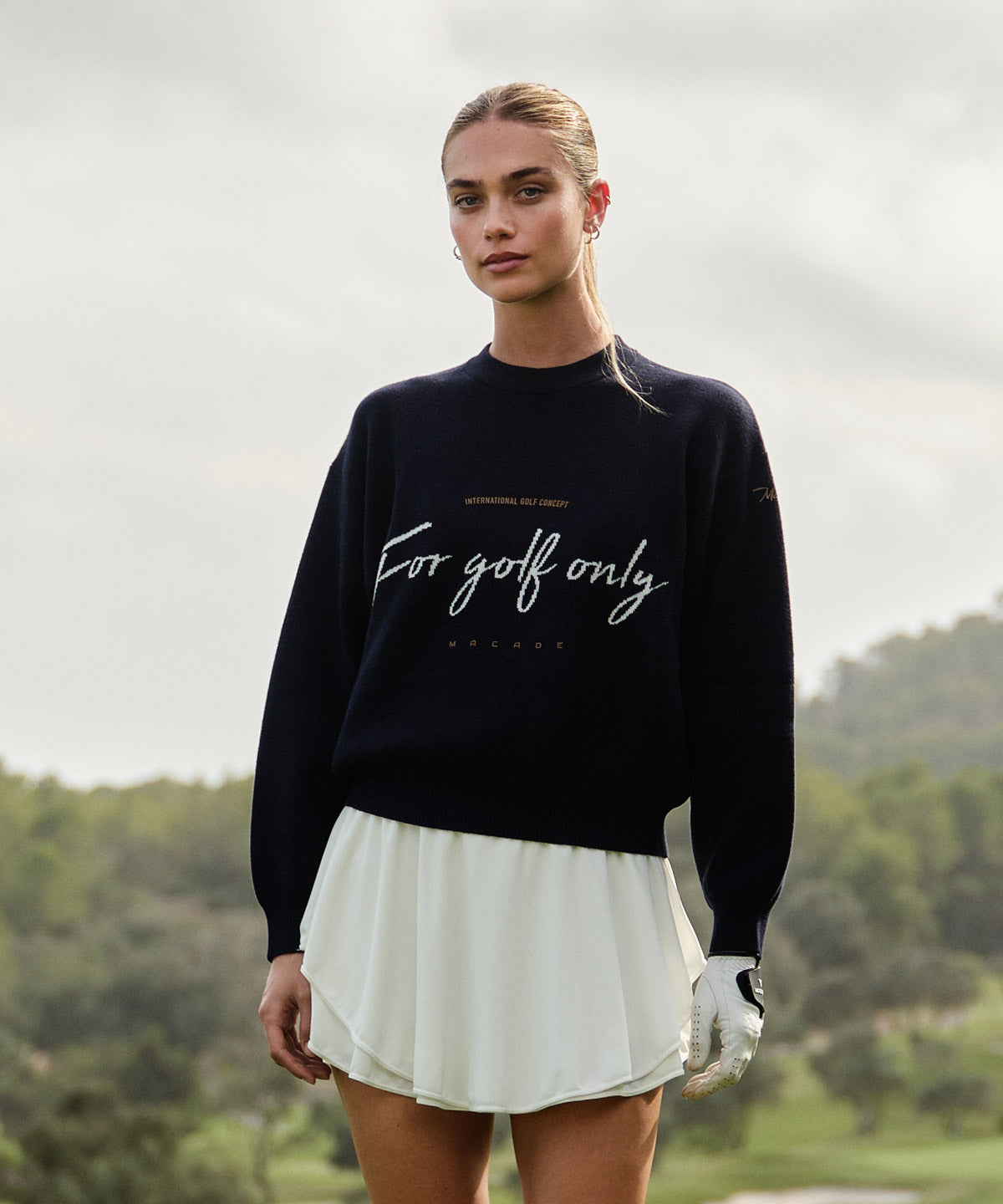 Navy Script Oversized Knit Sweater