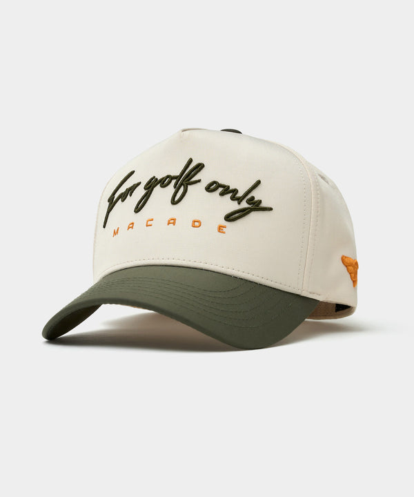 Two-Tone Script Snapback - Olive