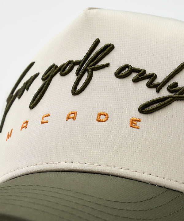 Two-Tone Script Snapback - Olive