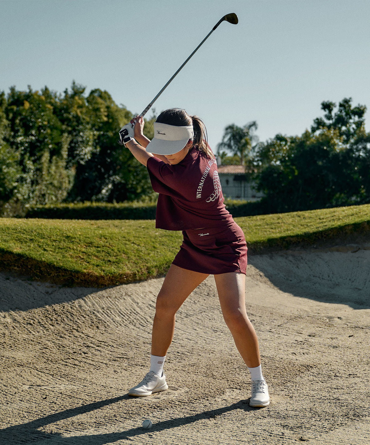 Burgundy Cropped Players Tee Macade Golf