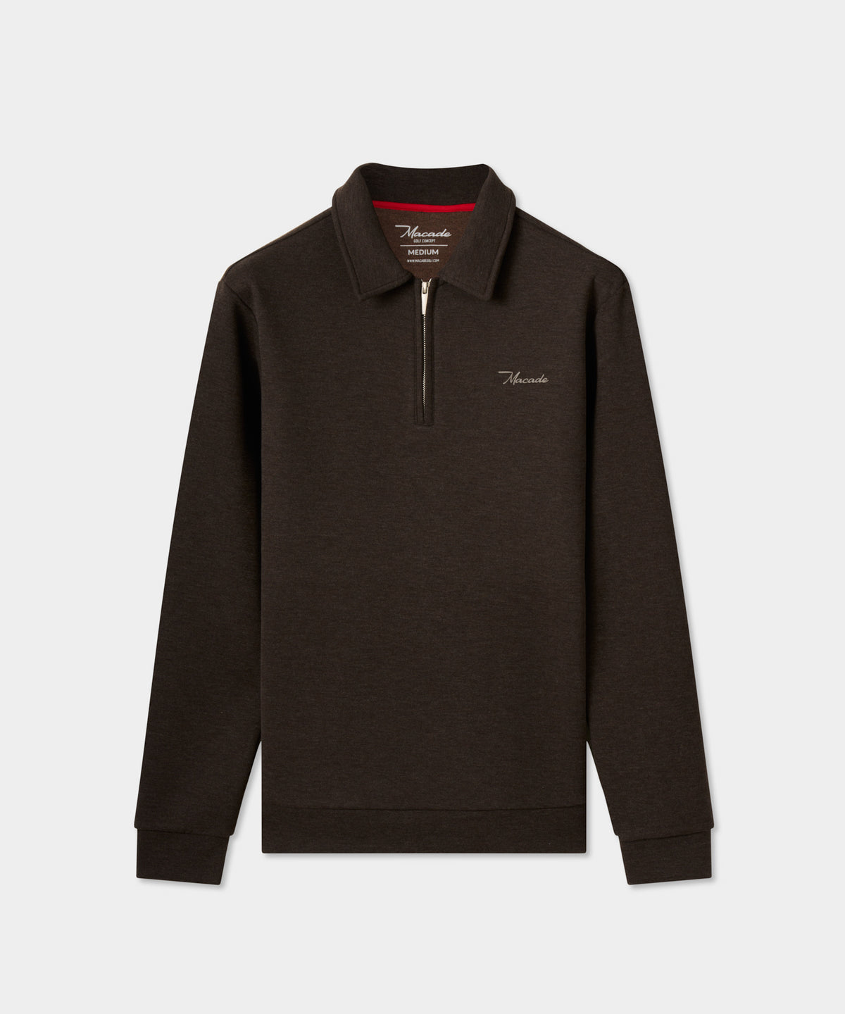 Hayes Long Sleeve Zip Polo - Brown