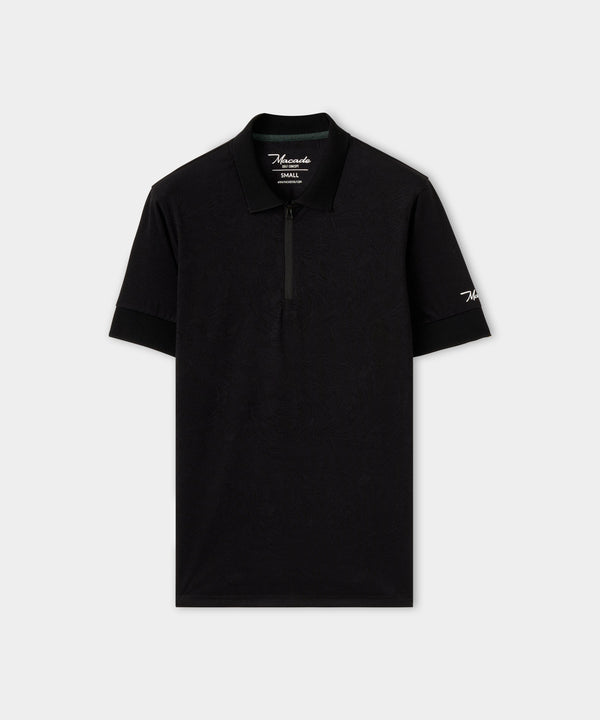 Lace Paisley Zip Shirt - Black
