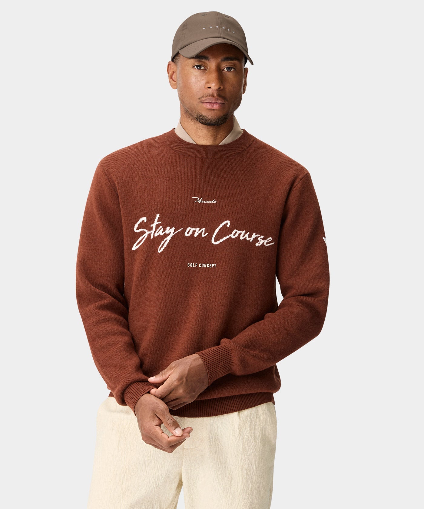 TX Intarsia Knit Crewneck - Rust
