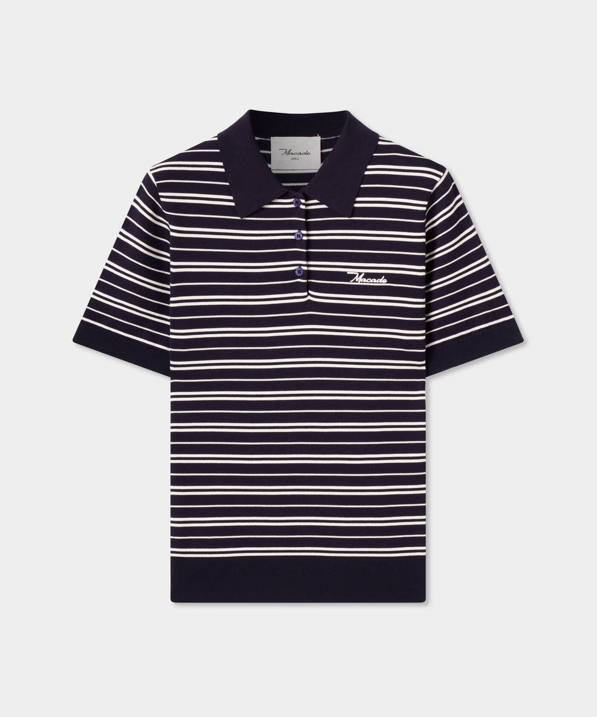 Heather Striped Knit Shirt - Navy