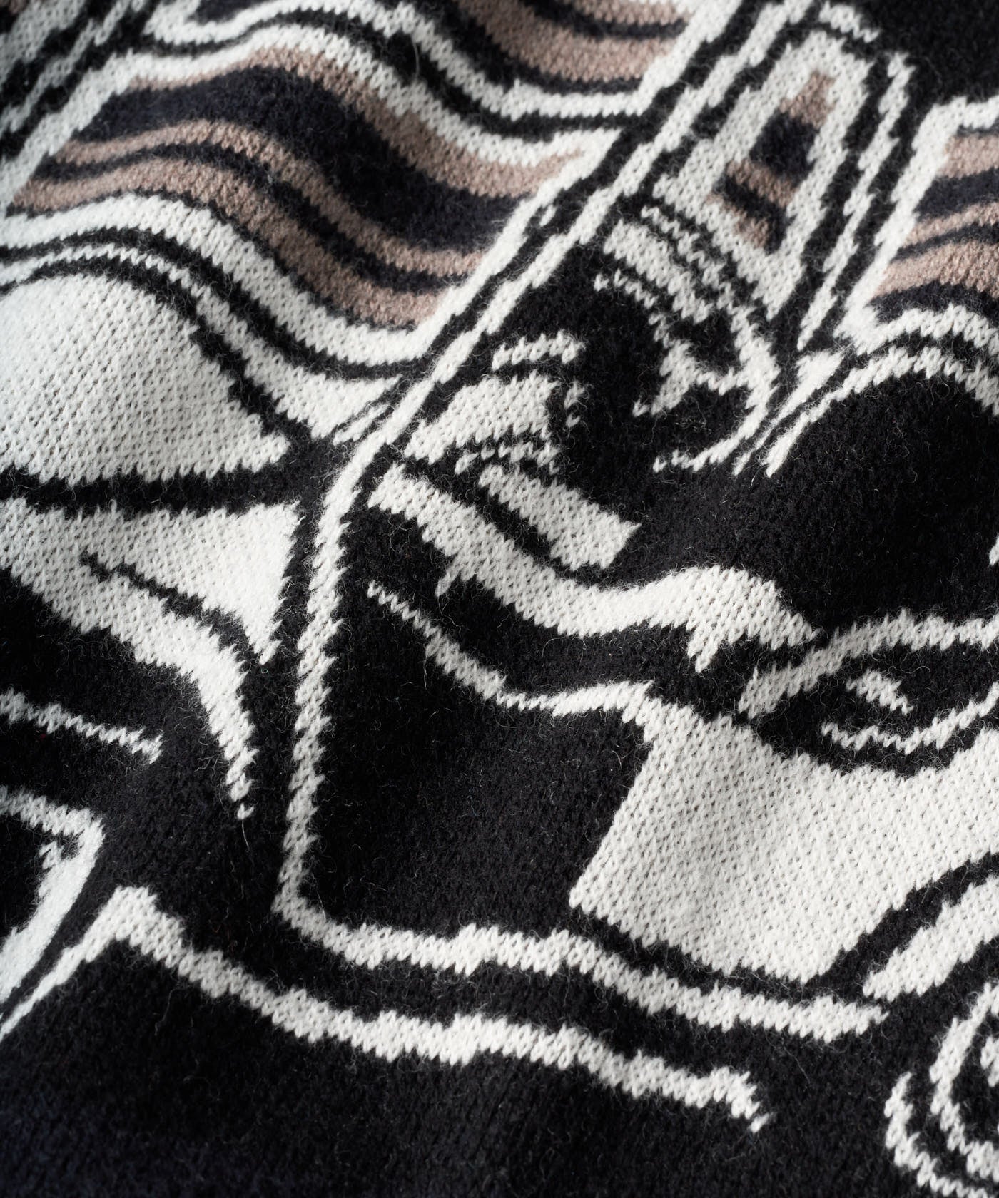 Black Knit Intarsia Sweater