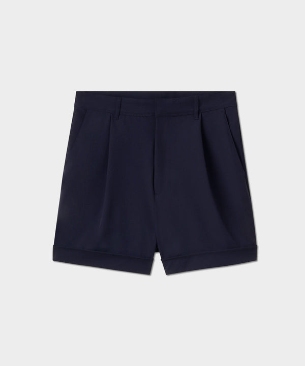 Pleated Course Shorts - Navy