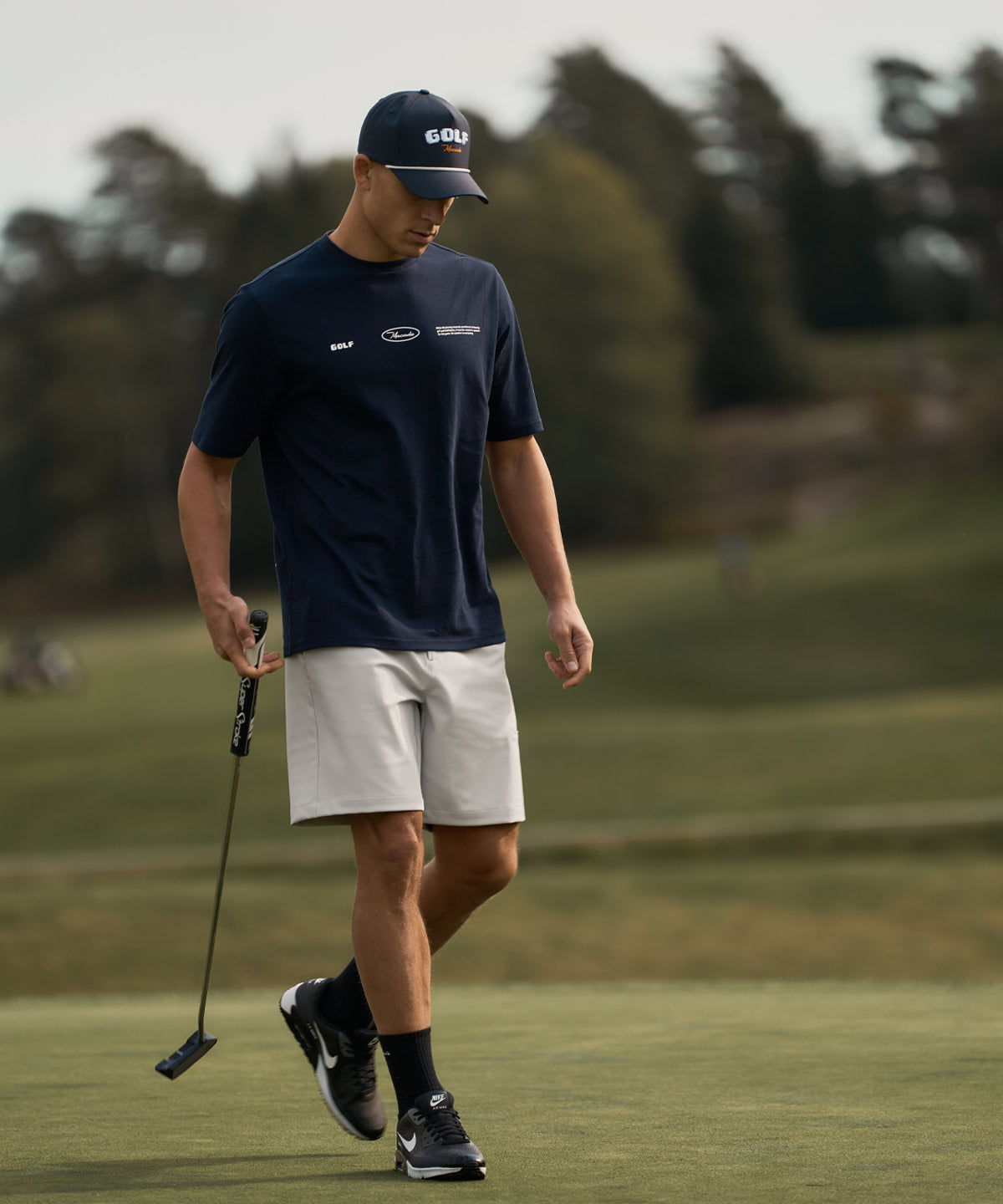 Dark Blue Crossover Tee Macade Golf