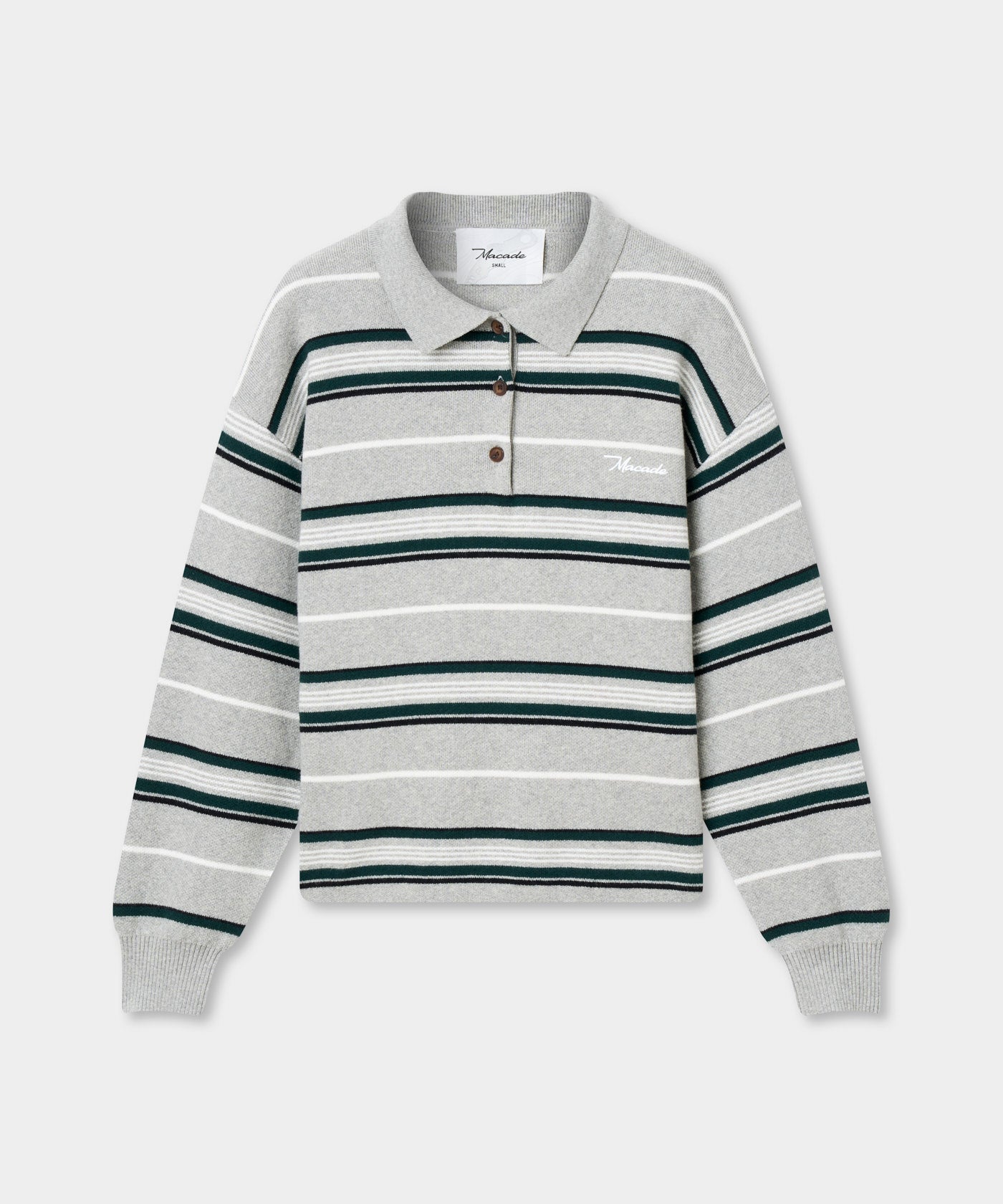 Noelle Knit Polo Sweater - Grey Melange