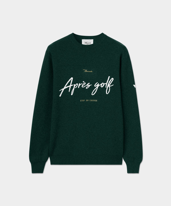 Intarsia Knit Crewneck - Pine Green