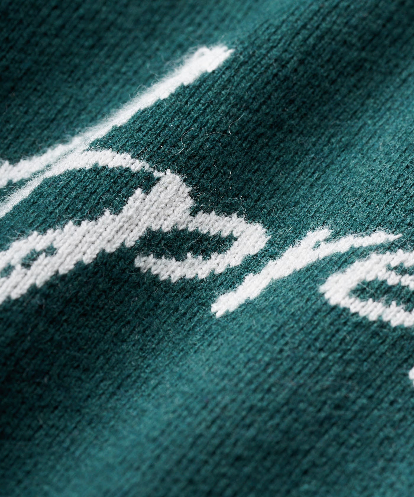 Pine Green Intarsia Knit Crewneck