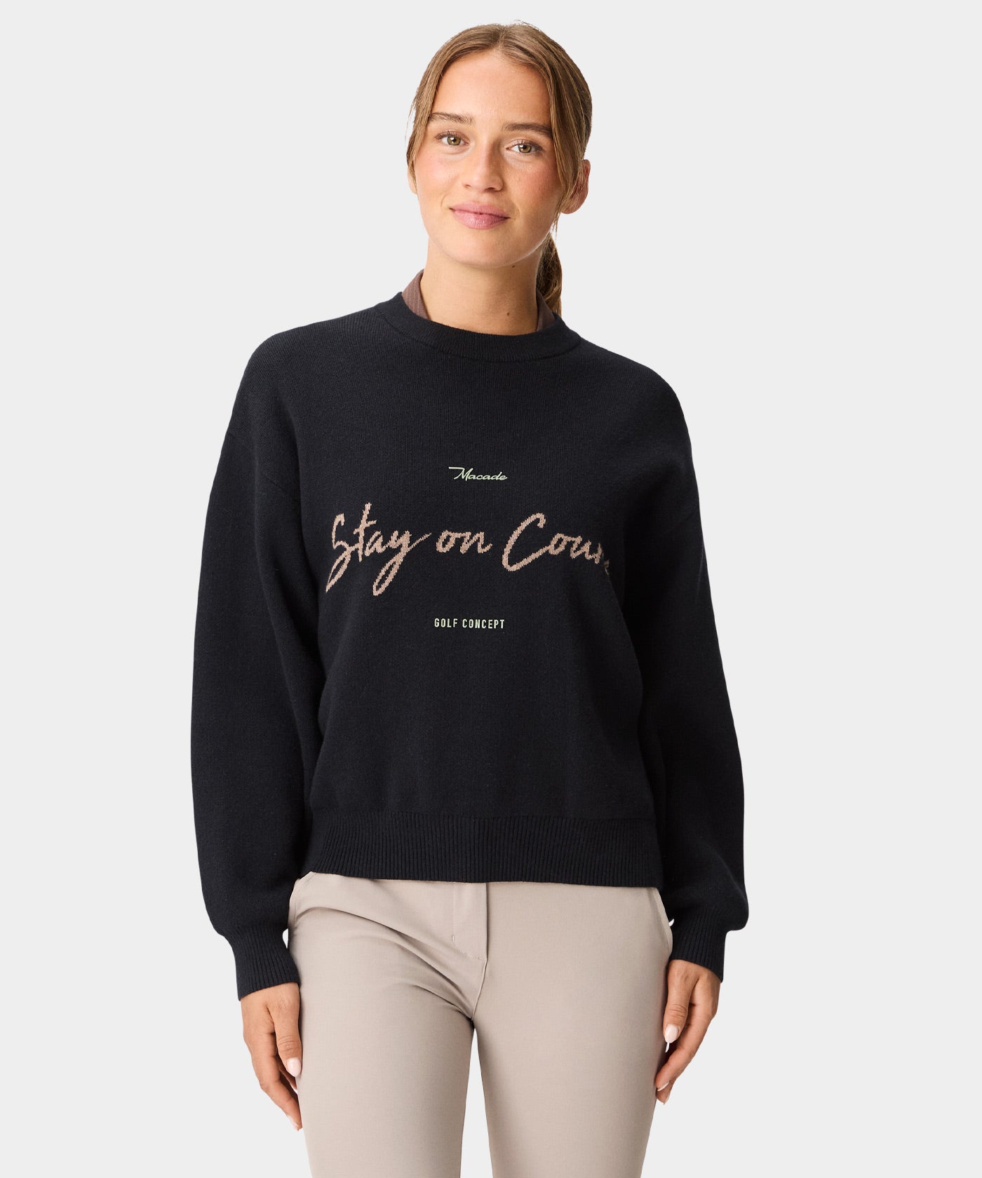 Cropped TX Knit Sweater - Black