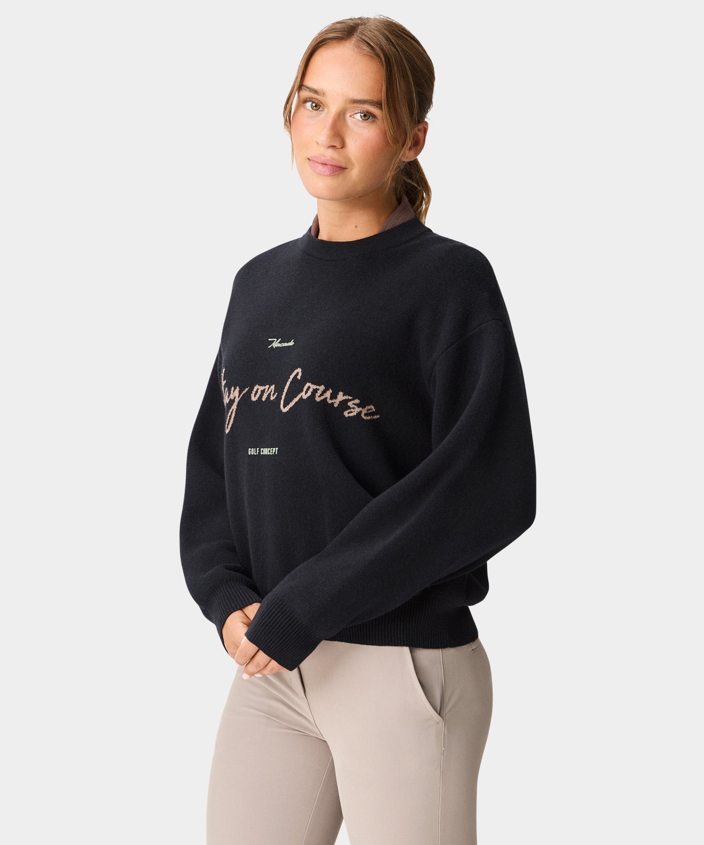 Cropped TX Knit Sweater - Black