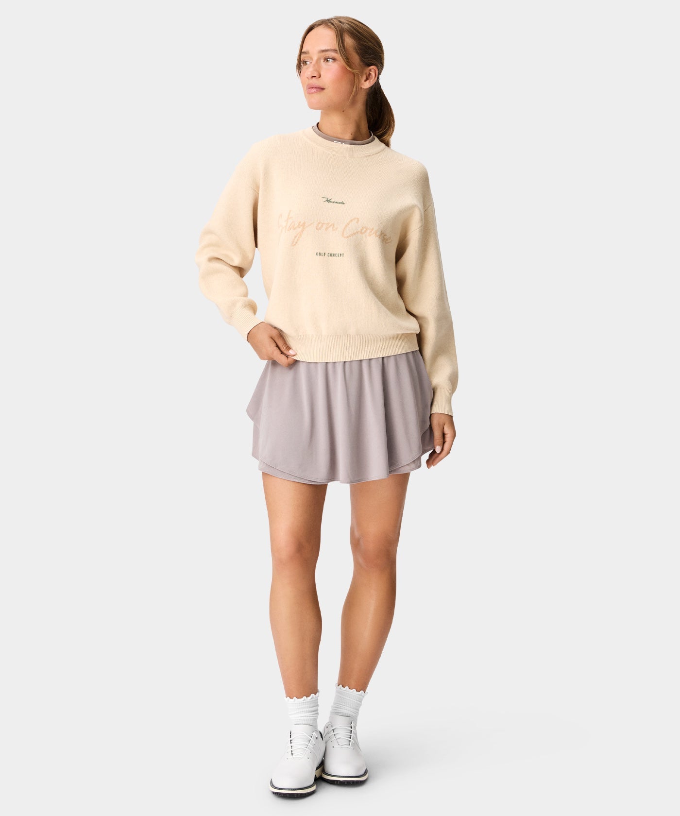 Cropped TX Knit Sweater - Sand