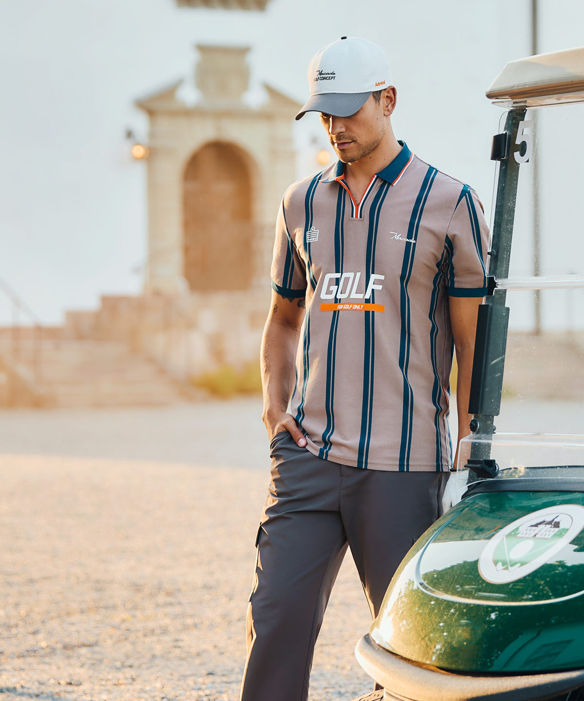 Striped Open Collar Admiral Shirt Macade Golf