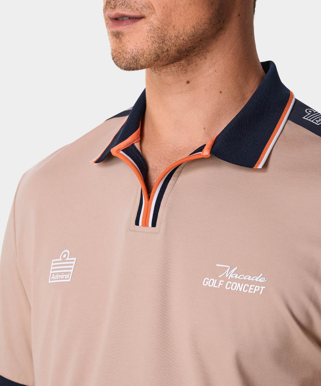Tan Open Collar Admiral Shirt Macade Golf