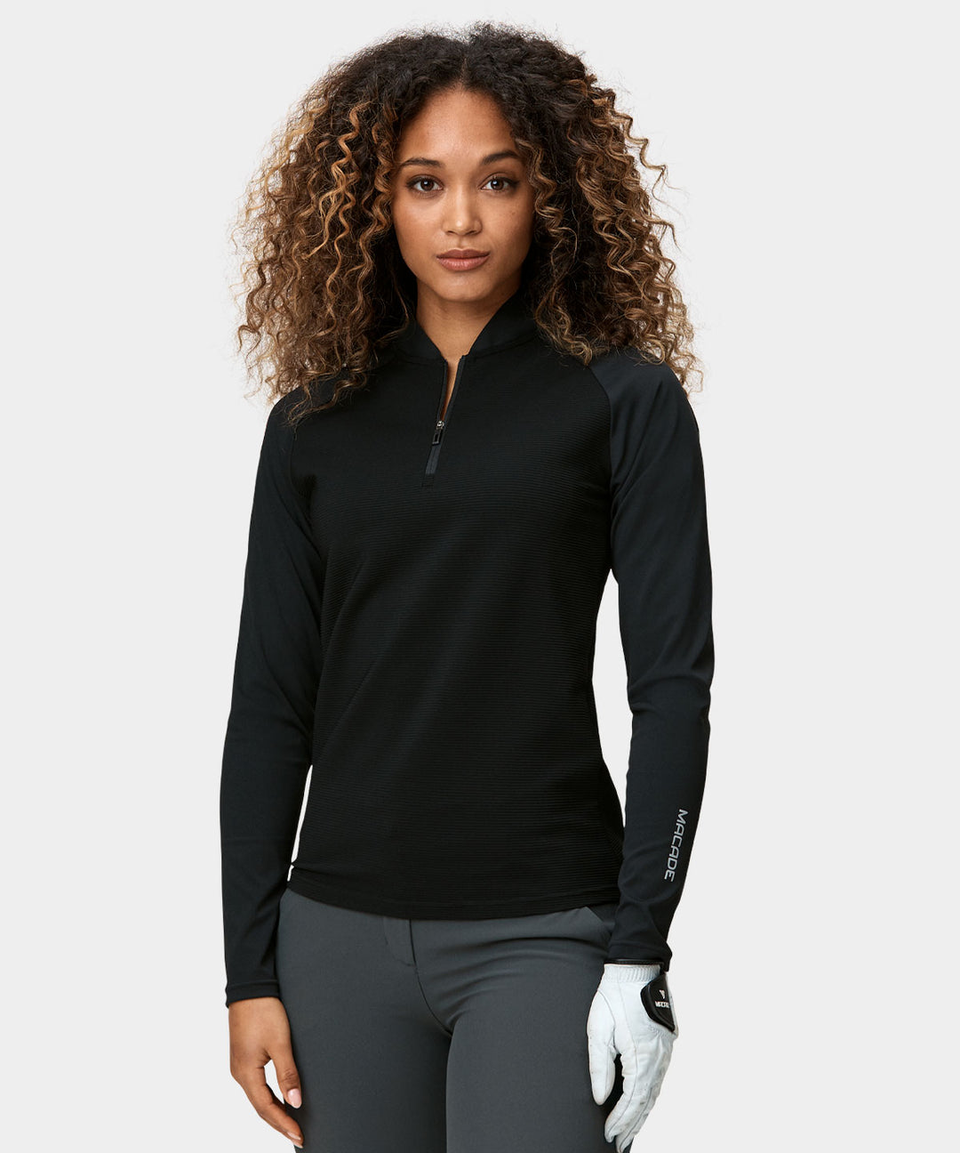 Jade Black Tech Bomber Zip Macade Golf