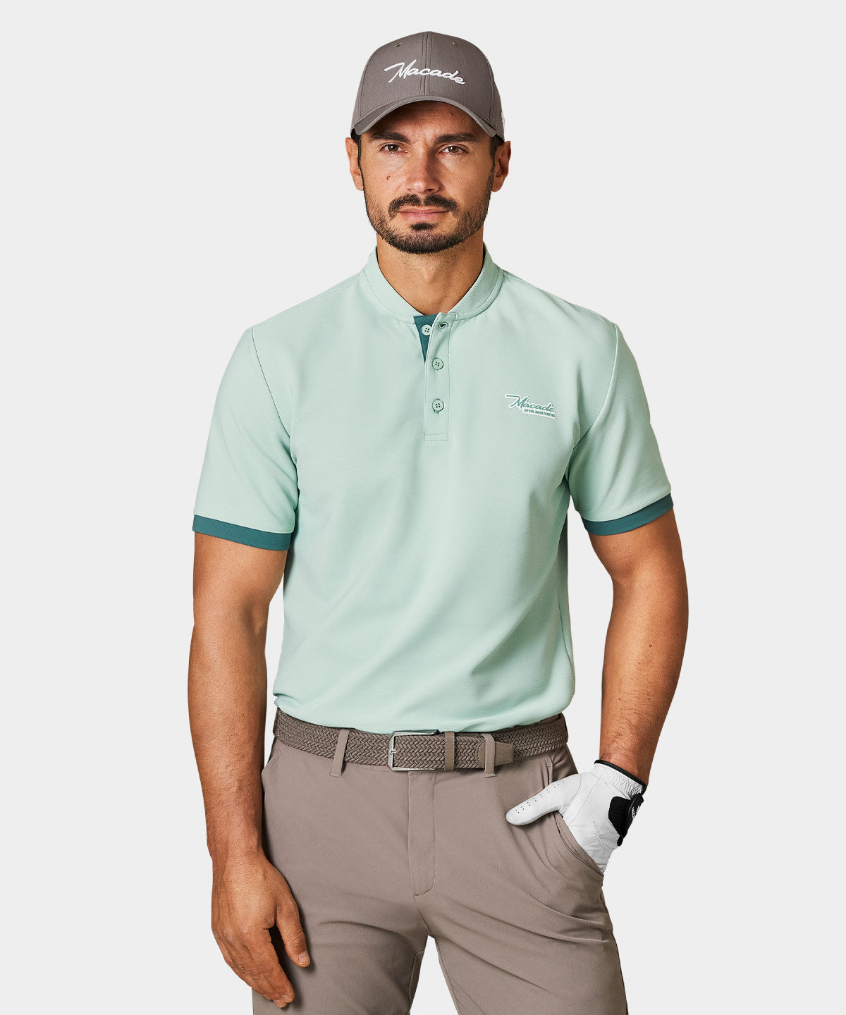 Pampas Mint Script Bomber Shirt Macade Golf