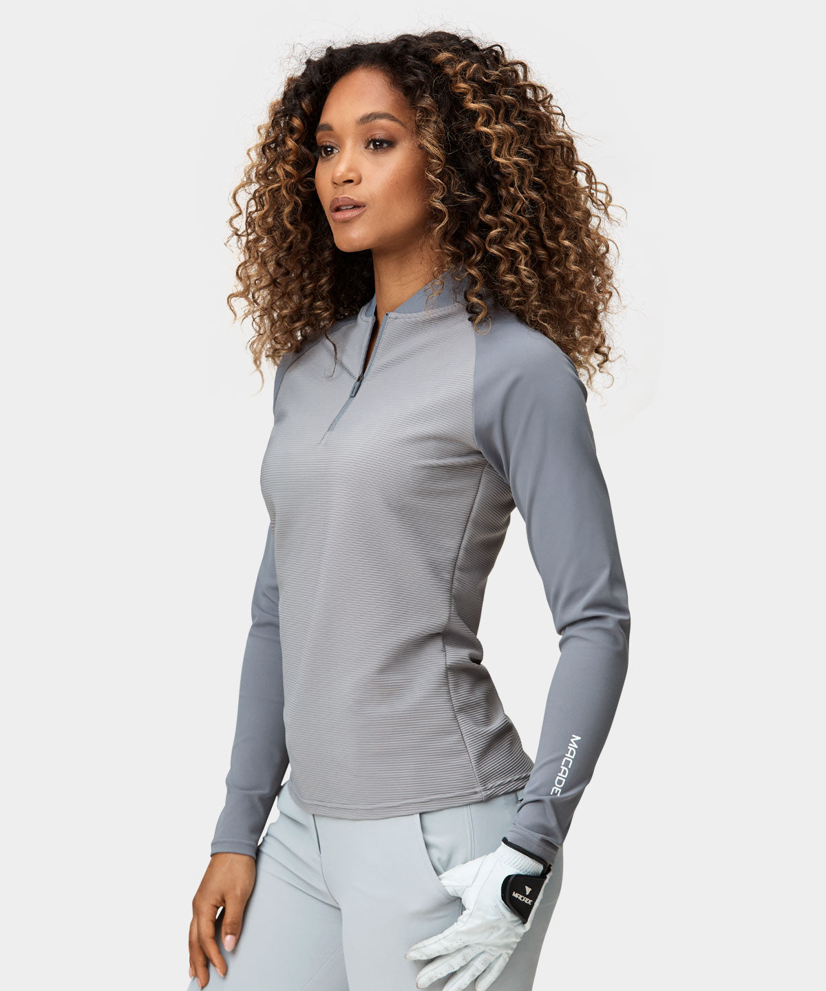 Light Grey Tech Bomber Zip Macade Golf