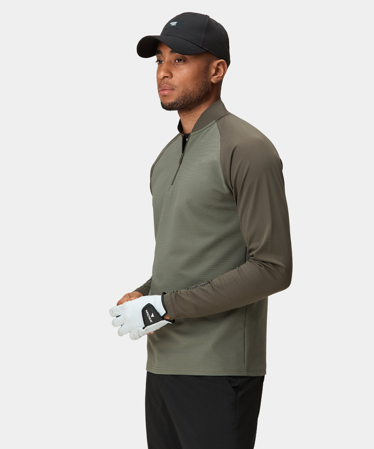 Olive Green Tech Bomber Zip Macade Golf