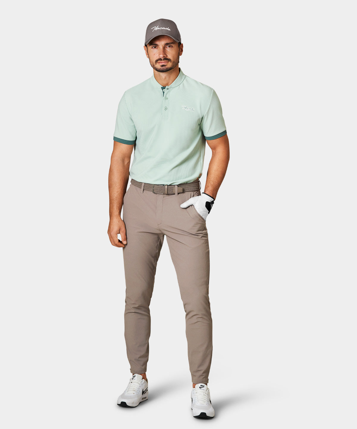 Pampas Mint Script Bomber Shirt Macade Golf