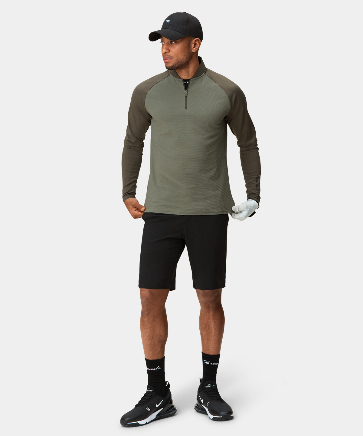 Olive Green Tech Bomber Zip Macade Golf