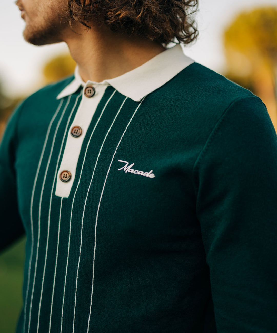 Green TB Long Sleeve Polo Shirt Macade Golf